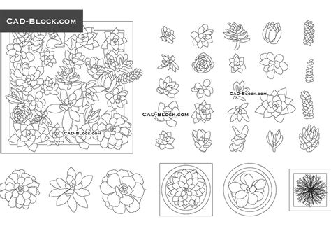 Small Ornamental Plants CAD blocks, AutoCAD file (.dwg)