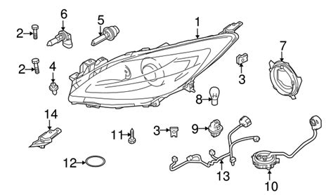 Cost, Parts Included, And Diagram Of A Mazda Headlight Assembly ...