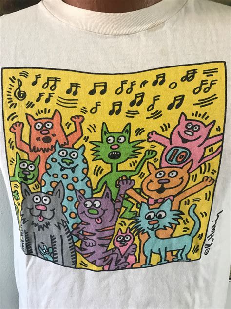 80s/90s Keith Haring Cats Tshirt - Etsy