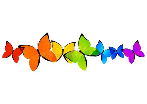 Rainbow butterflies border stock vector. Illustration of color - 39393012