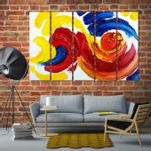 Color strokes on canvas living room wall decoration ideas