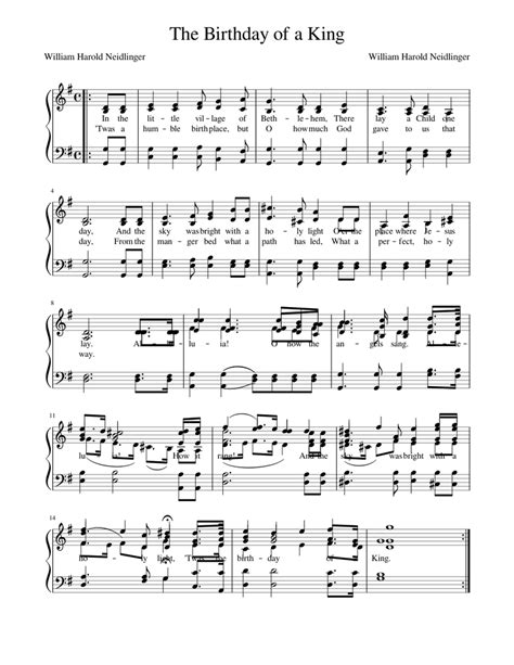 The Birthday of a King Sheet music for Piano | Download free in PDF or MIDI | Musescore.com