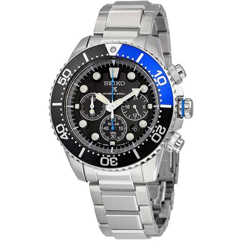 Seiko - Seiko Men's Solar Diver Chronograph Stainless Watch - Silver Bracelet - Multicolor Dial ...