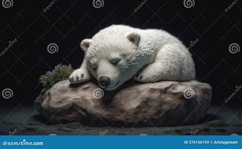 White Baby Bear Sleeping on Half Moon Childrens Story. Al Generated ...