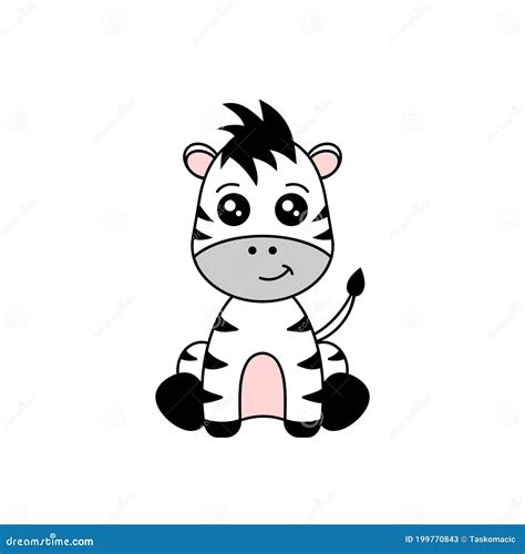 Cute Zebra Sitting. Cartoon Baby Zebra Character. Stock Vector ...