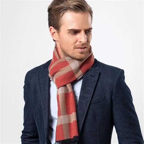 180x30 cm Winter Men Neck Scarves Warm Plaid Stripe Cashmere Scarf British Style Multifunctional ...