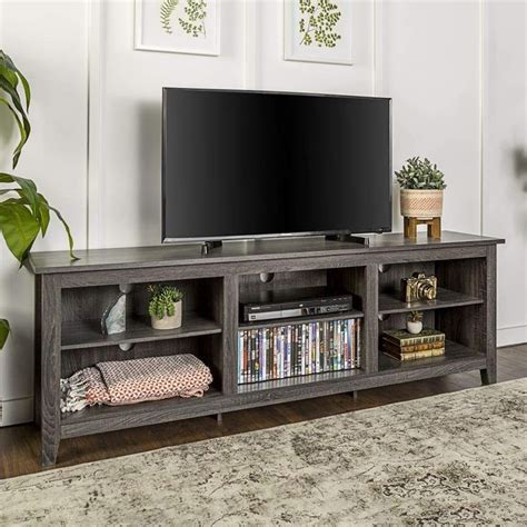 70" Wood Media TV Stand Storage Console - Charcoal in 2020 | Tv stand ...