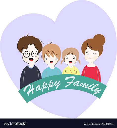 Happy family cute cartoon Royalty Free Vector Image