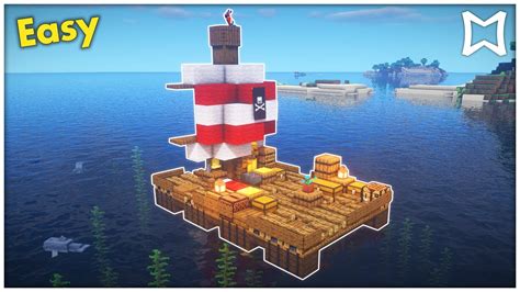 Minecraft Small Survival Pirate Raft Tutorial! (EASY) - YouTube