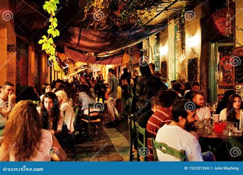 Restaurants at Monastiraki Area Editorial Stock Image - Image of tourism, night: 152321334