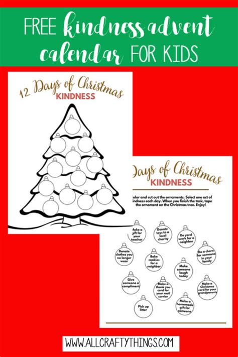 Kindness Advent Calendar - Free Printable Kindness Calendar for Kids