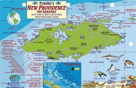 Bahamas Map & Fish Card, New Providence by Frankos Maps Ltd. | Maps.com.com