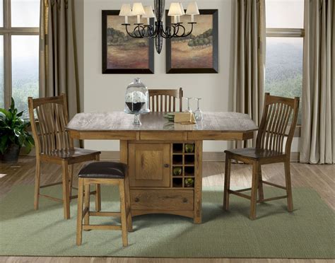 Laurelhurst 66" Rustic Oak Extendable Rectangular Counter Height Dining Room Set, LAURO6770, A ...