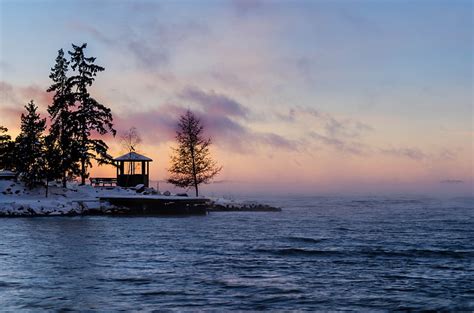 HD wallpaper: body of water, sweden, winter, bay, fog, dawn, sea ...