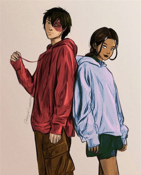 Prince Zuko and Katara in their modern sweatshirts from Avatar The Last Airbender in 2020 ...