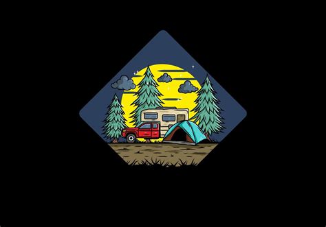 RV van camping in nature illustration 6462303 Vector Art at Vecteezy