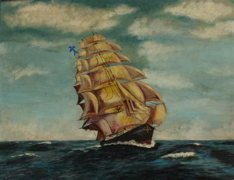 Clipper Ship | See more Figurative Paintings at https://www.1stdibs.com/art/paintings/ on ...