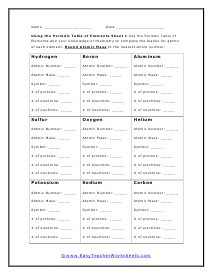 Free Printable Periodic Table Of Elements Worksheets | Cabinets Matttroy