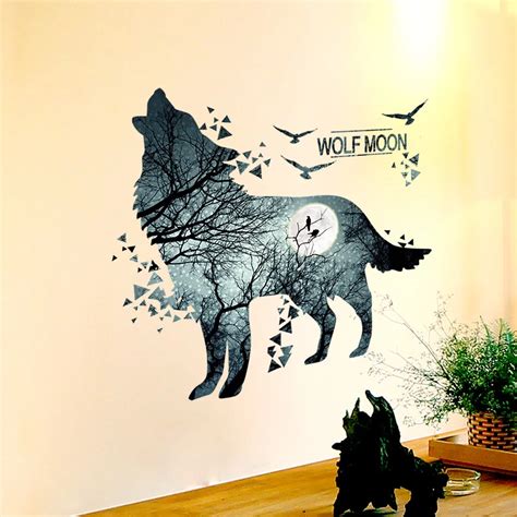 Wolf Wall Stickers Vinyl DIY Nature Animal Wall Art for Kids Rooms Baby ...