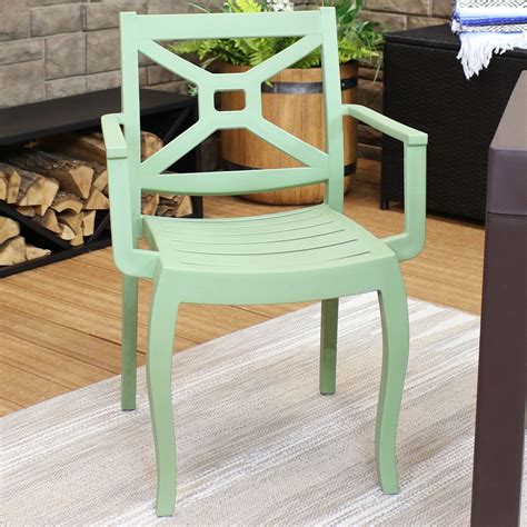 Sunnydaze Tristana Plastic Outdoor Patio Arm Chair - Outdoor Furniture for Porch, Deck, Balcony ...