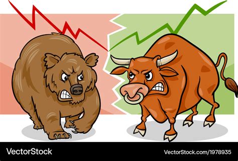 Bear and bull market cartoon Royalty Free Vector Image