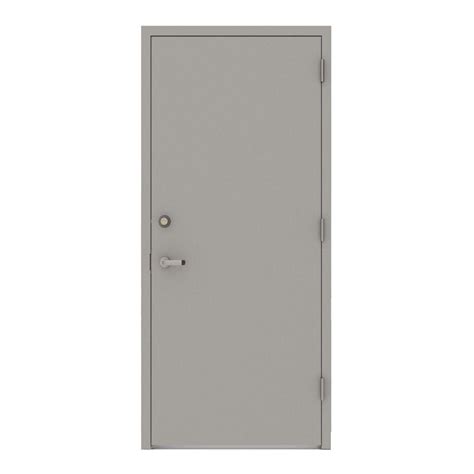 L.I.F Industries 36 in. x 80 in. Gray Flush Left-Hand Security Steel Prehung Commercial Door ...