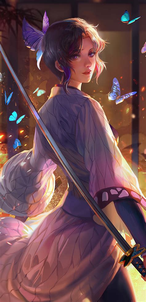 1440x2960 Butterfly On Fire Shinobu Kocho Fan Art Samsung Galaxy Note 9,8, S9,S8,S8+ QHD ,HD 4k ...