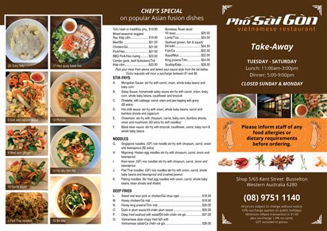 Take Away Menu | Phố Sài Gòn Vietnamese Restaurant Busselton