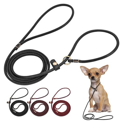 Dog Leash Leather Pet Walking Training Collar Leashes P Chain Collar ...