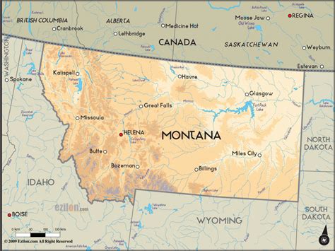 Montana Map - Travel - Map - Vacations - TravelsFinders.Com