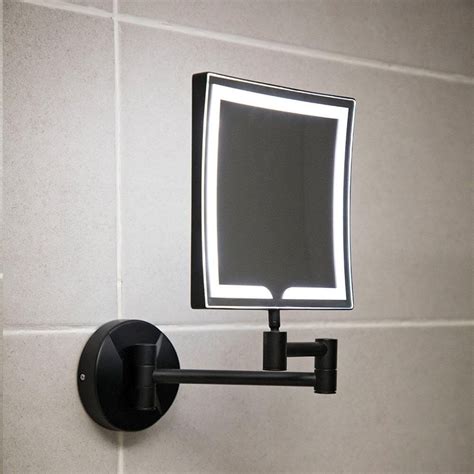 Vellamo LED Illuminated Matt Black Square Magnifying Wall Mirror | Mirror wall, Wall mounted ...