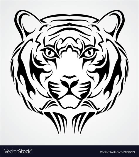 Tiger face tattoo design Royalty Free Vector Image