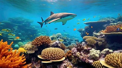 Premium AI Image | Caribbean reef shark and coral reef
