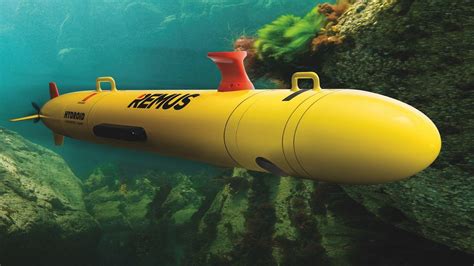 A long-range robotic submarine continuously scans the ocean for scientific research and ...