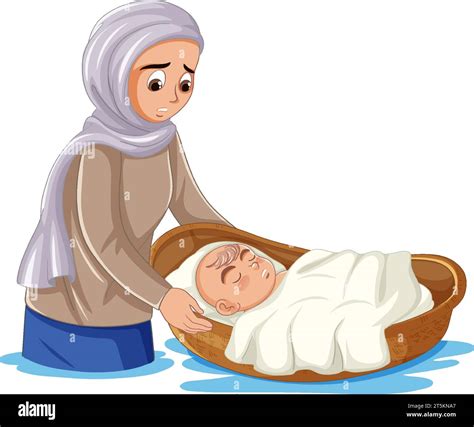 Illustration of baby Moses floating along the Nile River Stock Vector Image & Art - Alamy