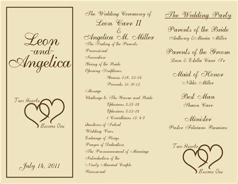 Printable Wedding Program Template Free