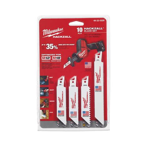 Milwaukee Assorted M12 Hackzall Blades Kit with Storage Pouch (10-Piece)-49-22-0220 - The Home Depot