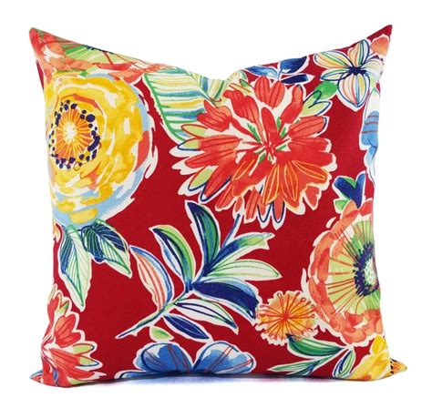 OUTDOOR Two Floral Pillow Covers Red Pillows Patio Pillow - Etsy