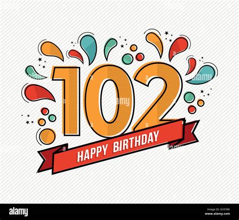 Happy birthday number 102, greeting card for hundred two year in modern ...