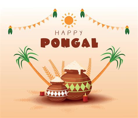 illustration of Happy Pongal Holiday Harvest Festival of Tamil Nadu South India greeting ...