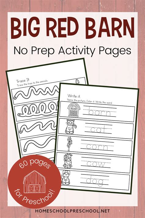 60 Pages of Printable No-Prep Big Red Barn Activities