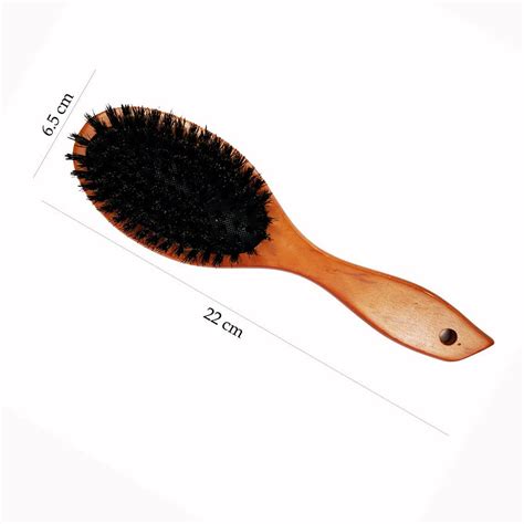 Natural Boar Bristle Brush with Wooden Handle – Stimulating and Massaging Hair Brush for ...