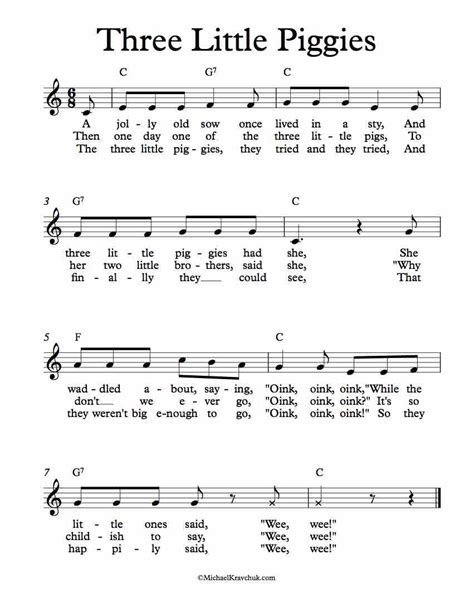 Free Lead Sheet – Three Little Piggies – Michael Kravchuk