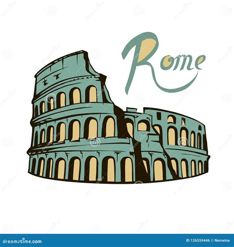 Rome, the Colosseum stock vector. Illustration of logo - 126559446