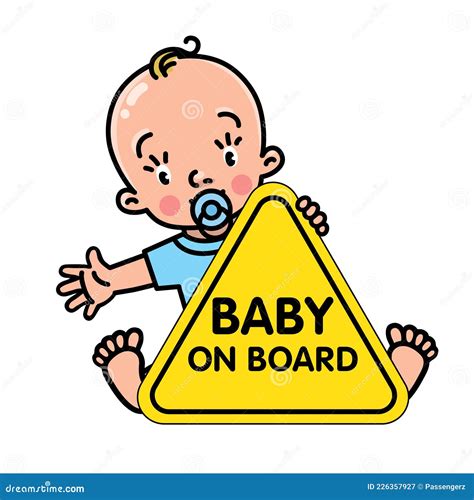 Baby on Board Sticker. Funny Small Boy and Sign Stock Vector ...