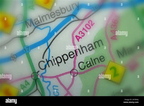 Chippenham, United Kingdom atlas map town name - tilt-shift Stock Photo ...