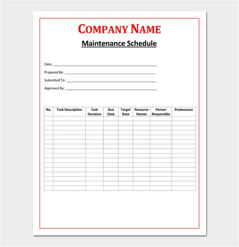 Vehicle Maintenance Schedule Template - 10+ (For Word, Excel, PDF)