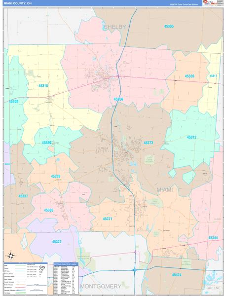 Miami County, OH Wall Map Color Cast Style by MarketMAPS - MapSales