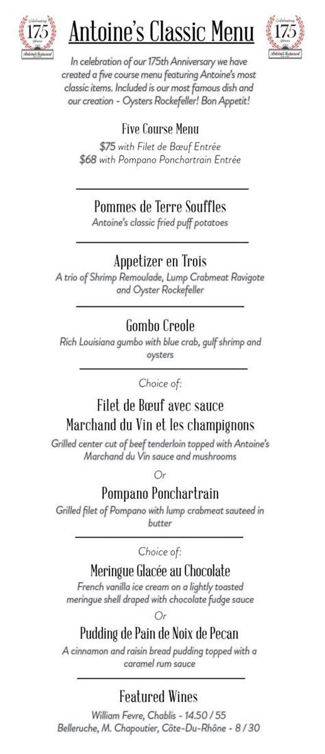 Antoine’s Restaurant | Classic menu, Classic, Menu