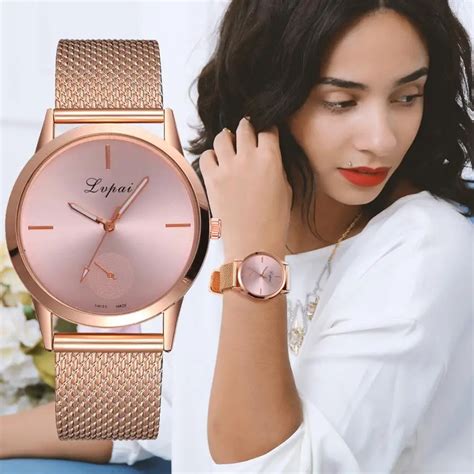 Lvpai Women's watches rose gold Casual Quartz Stainless Steel strap ...